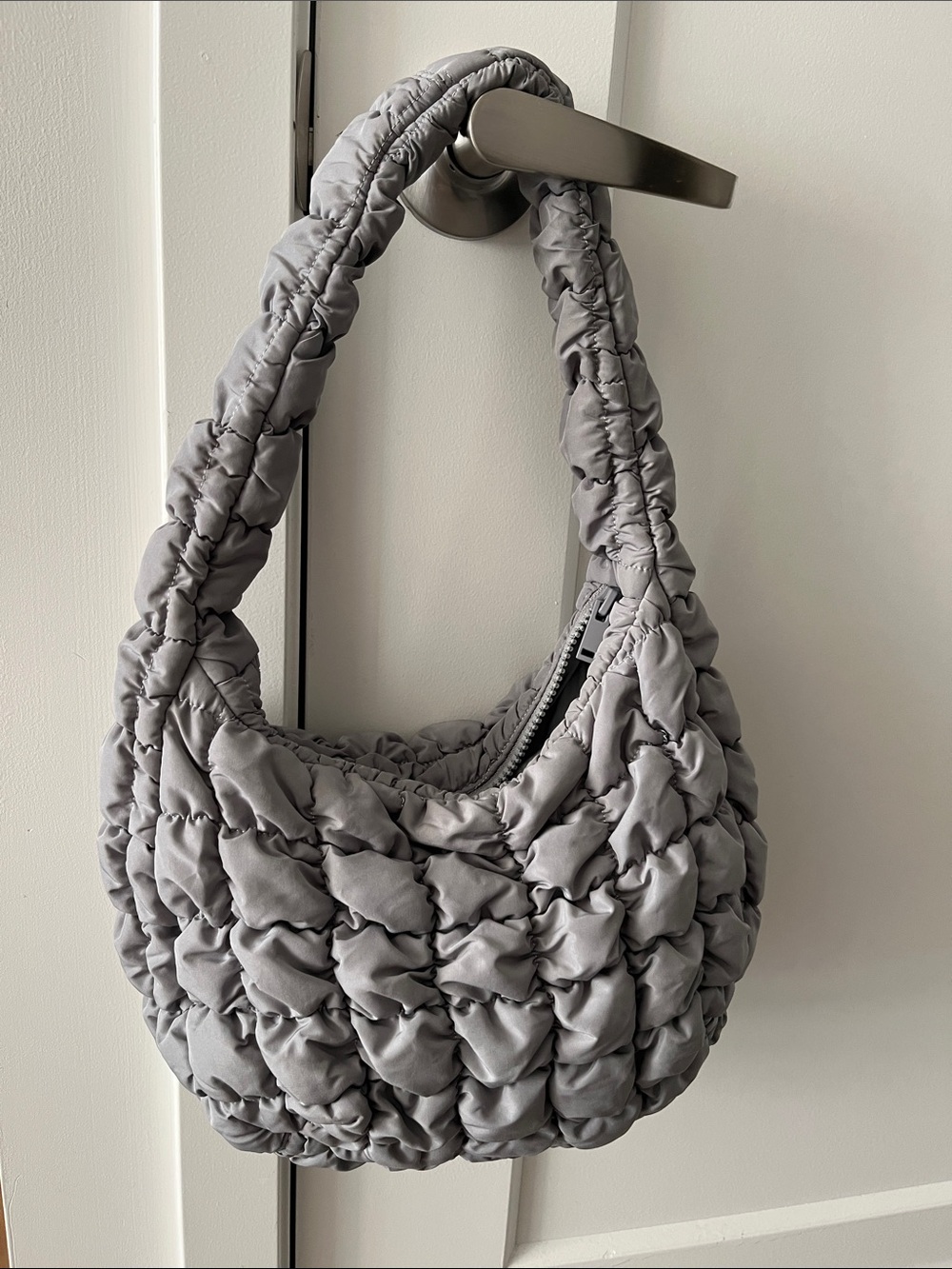 COS Mini Quilted Hobo Shoulder Bag — Gray